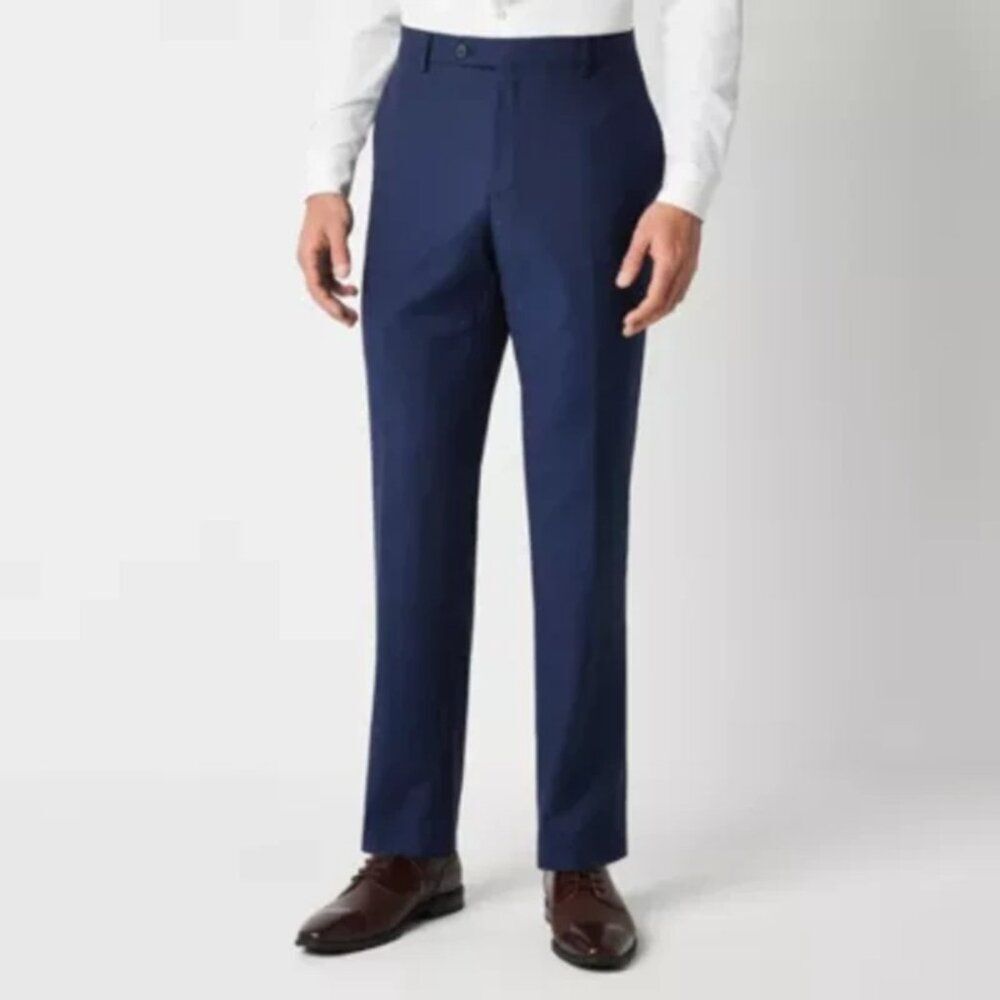 Collection By Michael Strahan Modern Fit Flat Front Suit Pant Blue NWT 42x30